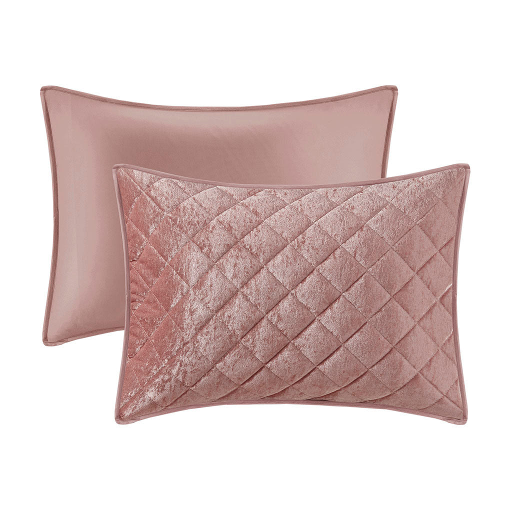 Velvet Quilt Set Full Blush Polyester