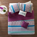 Reversible Quilt Set With Throw Pillows Twin Purple Cotton