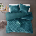 Velvet Duvet Cover Set King Teal Polyester