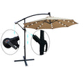 Tan 10 Ft Outdoor Patio Umbrella Solar Powered Led Lighted Sun Shade Market Waterproof 8 Ribs Umbrella With Crank And Cross Base For Garden Deck Backyard Pool Shade Outside Deck Swimming Pool Tan