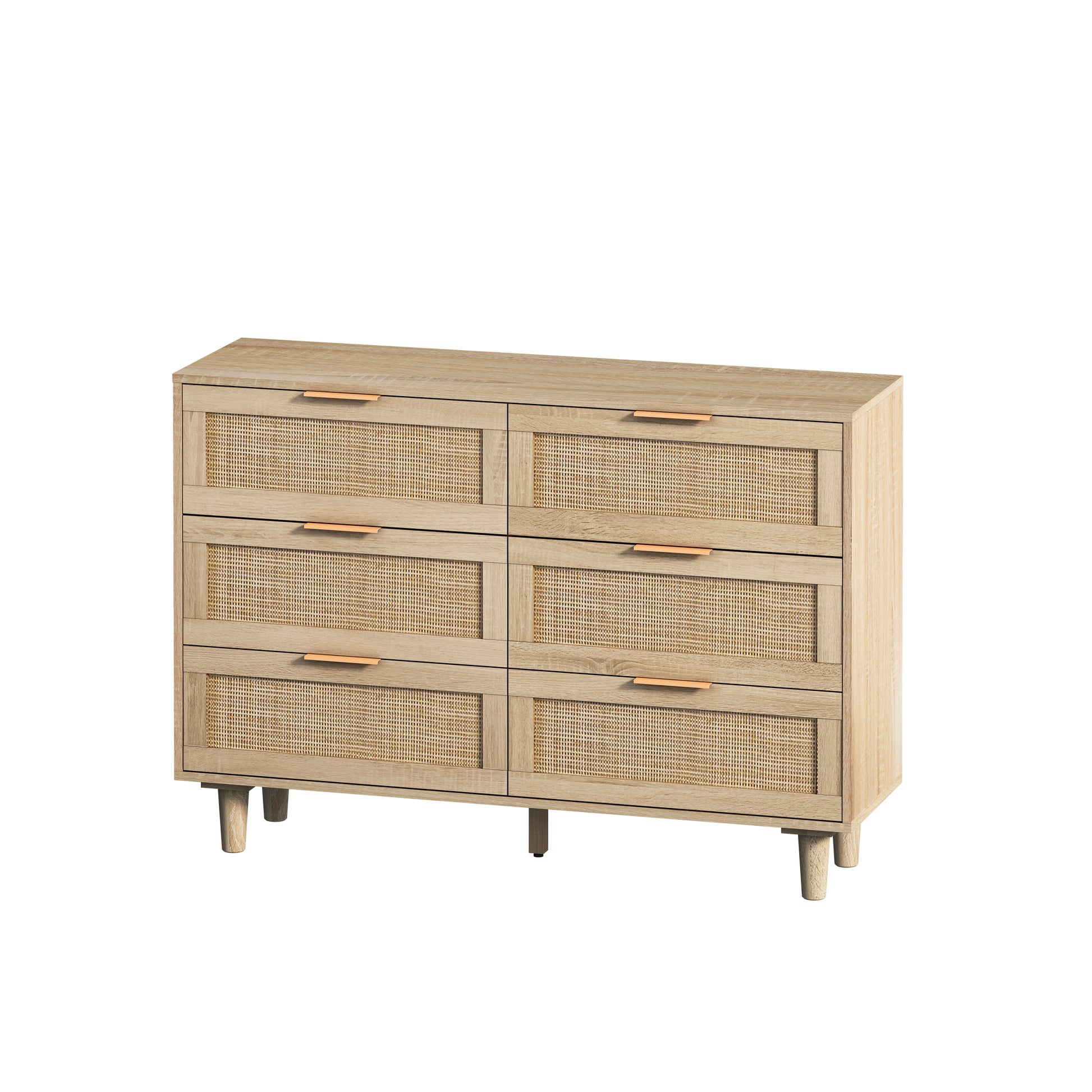 43.31"6 Drawers Rattan Storage Cabinet Rattan Drawer,For Bedroom,Living Room,Natural Natural Particle Board