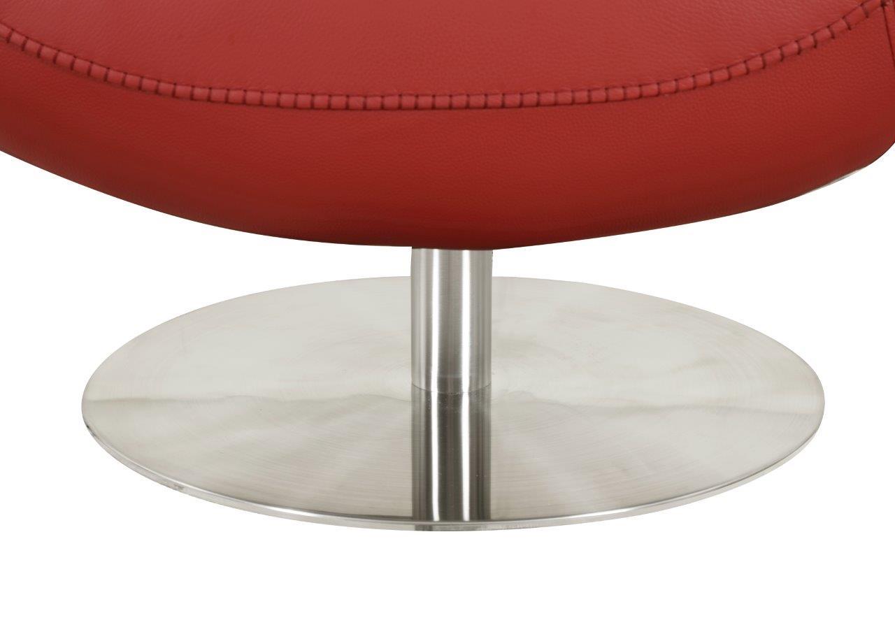 Modern Genuine Italian Leather Upholstered Chair Red Foam Leather