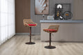 Coolmore Swivel Bar Stools Set Of 2 Adjustable Counter Height Chairs With Footrest For Kitchen, Dining Room 2Pc Set Red Polyester