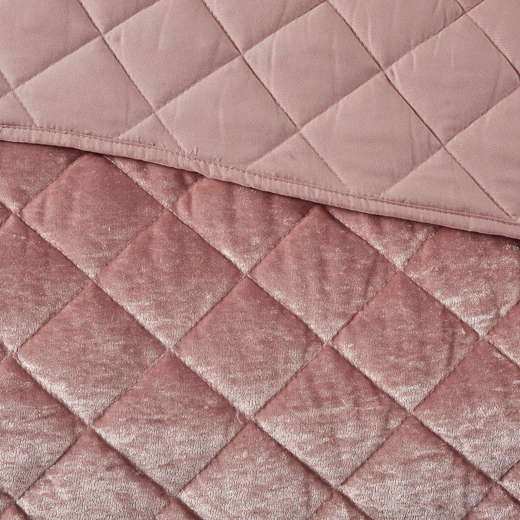 Velvet Quilt Set Full Blush Polyester