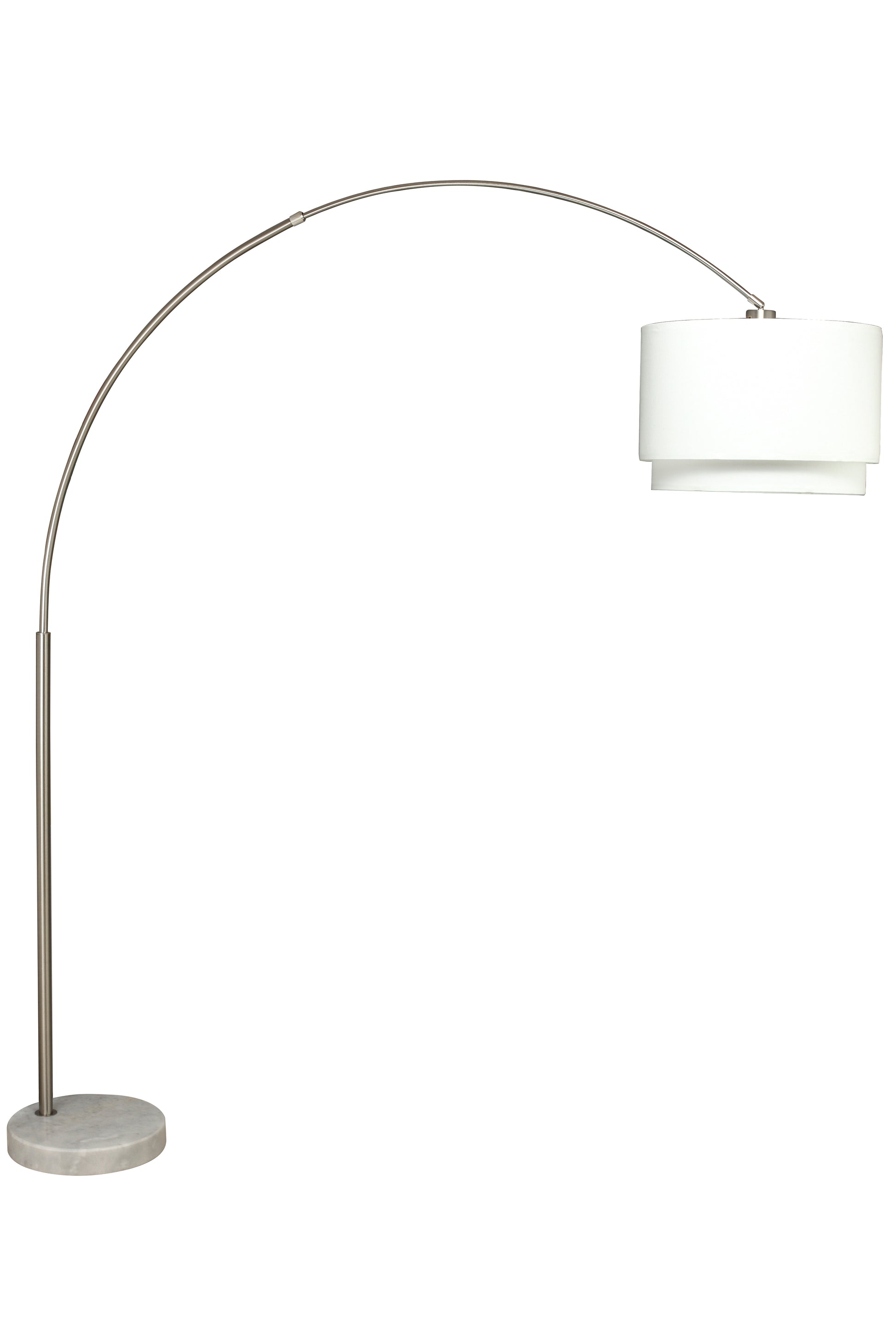 81"H Double Shade Marble Base Floor Lamp 3.65 43.20 Brushed Nickel Metal