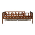 Twin Size Daybed Wood Bed With Two Drawers, Walnut Twin Walnut Solid Wood