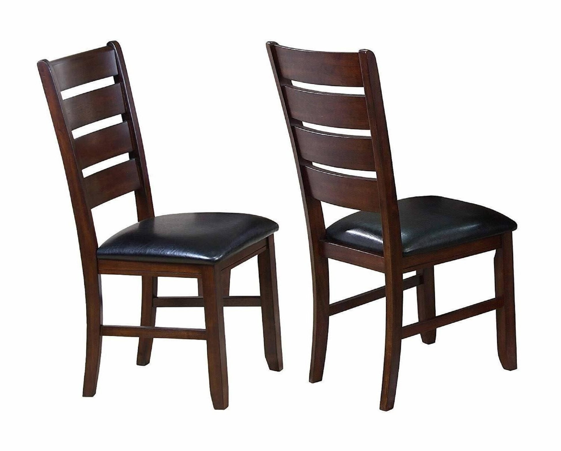 Contemporary Dining Chairs Set Of 2 Brown Espresso Finish Solid Wood Faux Leather Cushion Side Chairs Kitchen Dining Room Furniture Brown Solid Wood