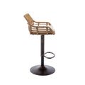 Coolmore Swivel Bar Stools Set Of 2 Adjustable Counter Height Chairs With Footrest For Kitchen, Dining Room 2Pc Set Beige Polyester