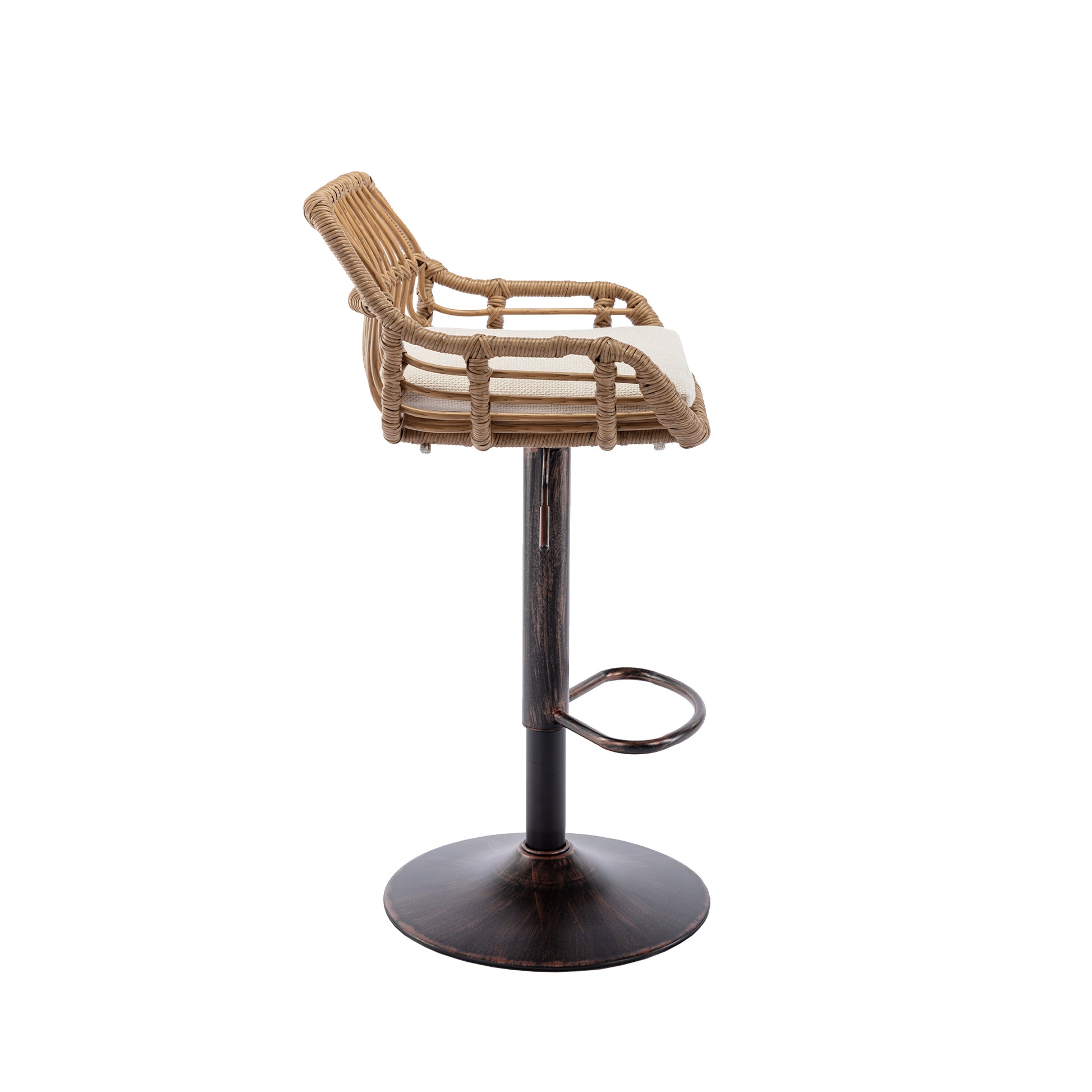 Coolmore Swivel Bar Stools Set Of 2 Adjustable Counter Height Chairs With Footrest For Kitchen, Dining Room 2Pc Set Beige Polyester