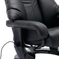 Recliner With Ottoman Footrest, Recliner Chair With Vibration Massage, Faux Leather And Swivel Wood Base For Living Room And Bedroom, Black Black Pu