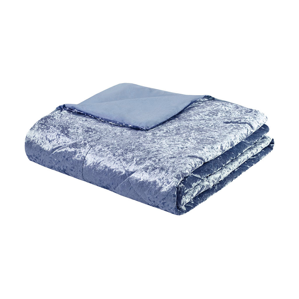 Velvet Duvet Cover Set Full Blue Polyester