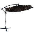 10 Ft Outdoor Patio Umbrella Solar Powered Led Lighted Sun Shade Market Waterproof 8 Ribs Umbrella With Crank And Cross Base For Garden Deck Backyard Pool Shade Outside Deck Swimming Pool Chocolate