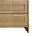 4 Drawers Rattan Cabinet,For Bedroom,Living Room,Dining Room,Hallways,Easy Assembly Natural Particle Board