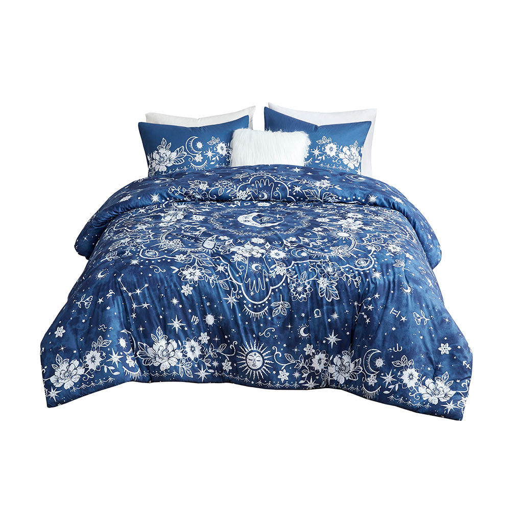 Celestial Comforter Set Twin Navy Polyester