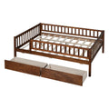 Full Size Daybed Wood Bed With Two Drawers, Walnut Full Walnut Solid Wood