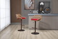 Coolmore Swivel Bar Stools Set Of 2 Adjustable Counter Height Chairs With Footrest For Kitchen, Dining Room 2Pc Set Red Polyester
