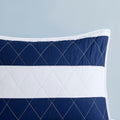 Cotton Cabana Stripe Reversible Quilt Set With Shark Reverse Full Navy Cotton