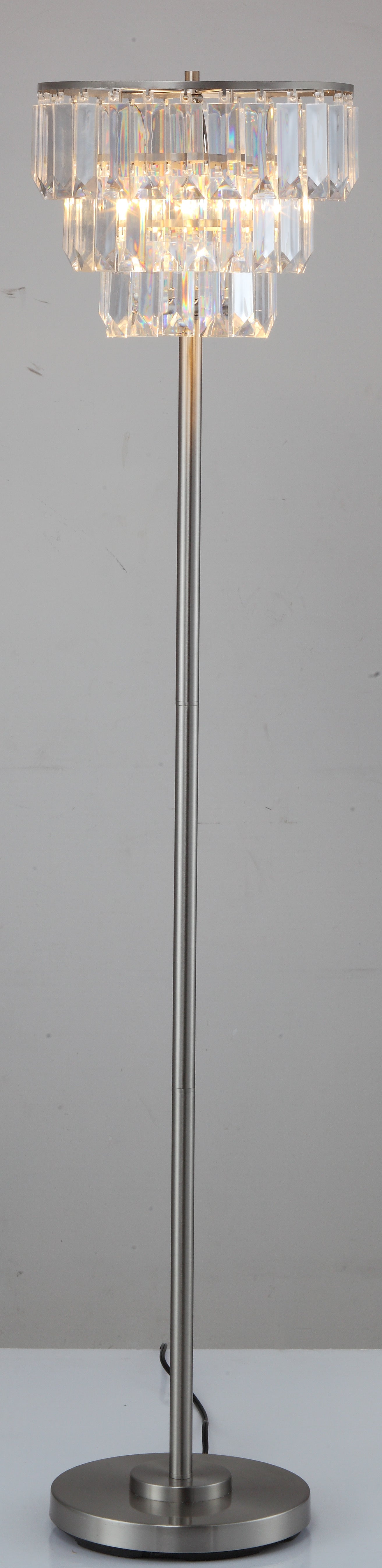 60.5"H Contemporary Crystal Shade Floor Lamp 1Pc Ctn 1.25 17.63 Brushed Nickel Metal