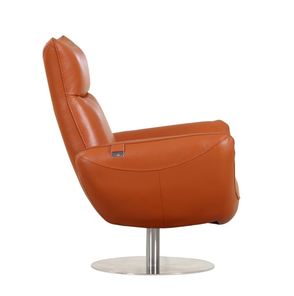 22" Modern Genuine Italian Leather Lounge Chair Orange Foam Leather