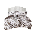 Floral Print Duvet Cover Set Full White Black Microfiber