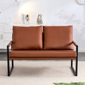 Modern Two Seater Sofa Chair With 2 Pillows Pu Leather, High Density Foam, Black Coated Metal Frame.Brown Sf D008 Brown Foam Pu 2 Seat