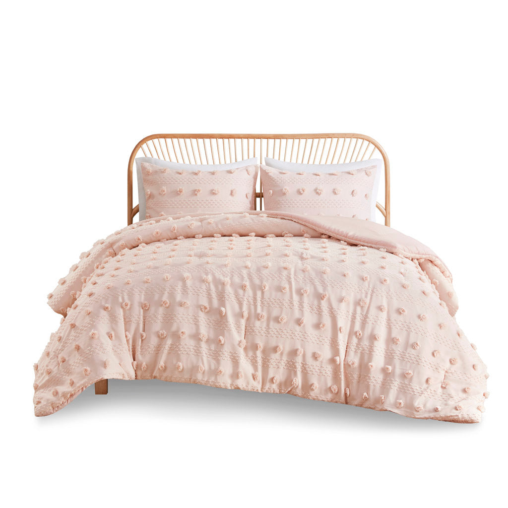 Clip Jacquard Comforter Set Twin Pink Polyester