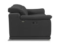 Genuine Italian Leather Power Reclining Loveseat Dark Gray Foam Leather