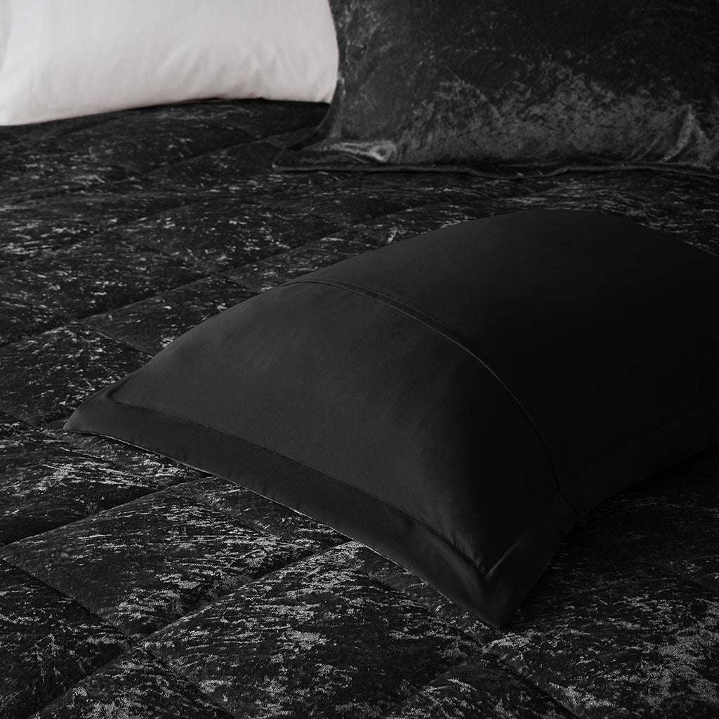 Velvet Duvet Cover Set Full Black Polyester