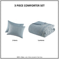 Embroidered Comforter Set Full Blue Polyester