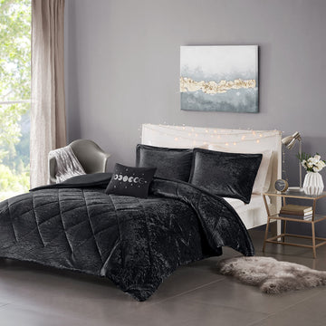 Velvet Duvet Cover Set King Black Polyester