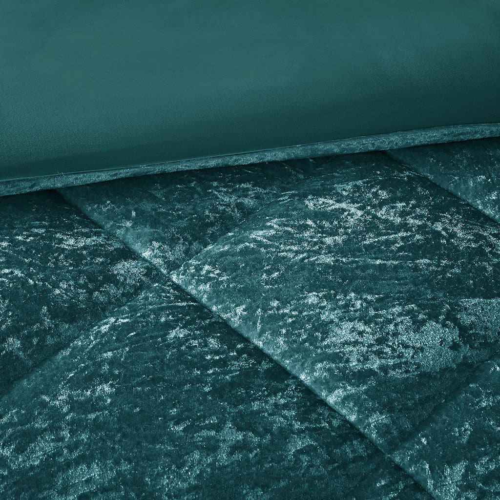 Velvet Duvet Cover Set Full Teal Polyester