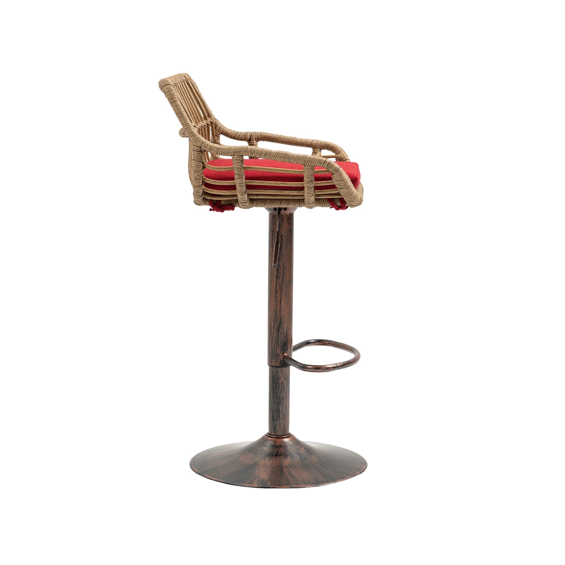 Coolmore Swivel Bar Stools Set Of 2 Adjustable Counter Height Chairs With Footrest For Kitchen, Dining Room 2Pc Set Red Polyester