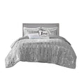 Metallic Printed Duvet Cover Set Twin Grey Silver Polyester