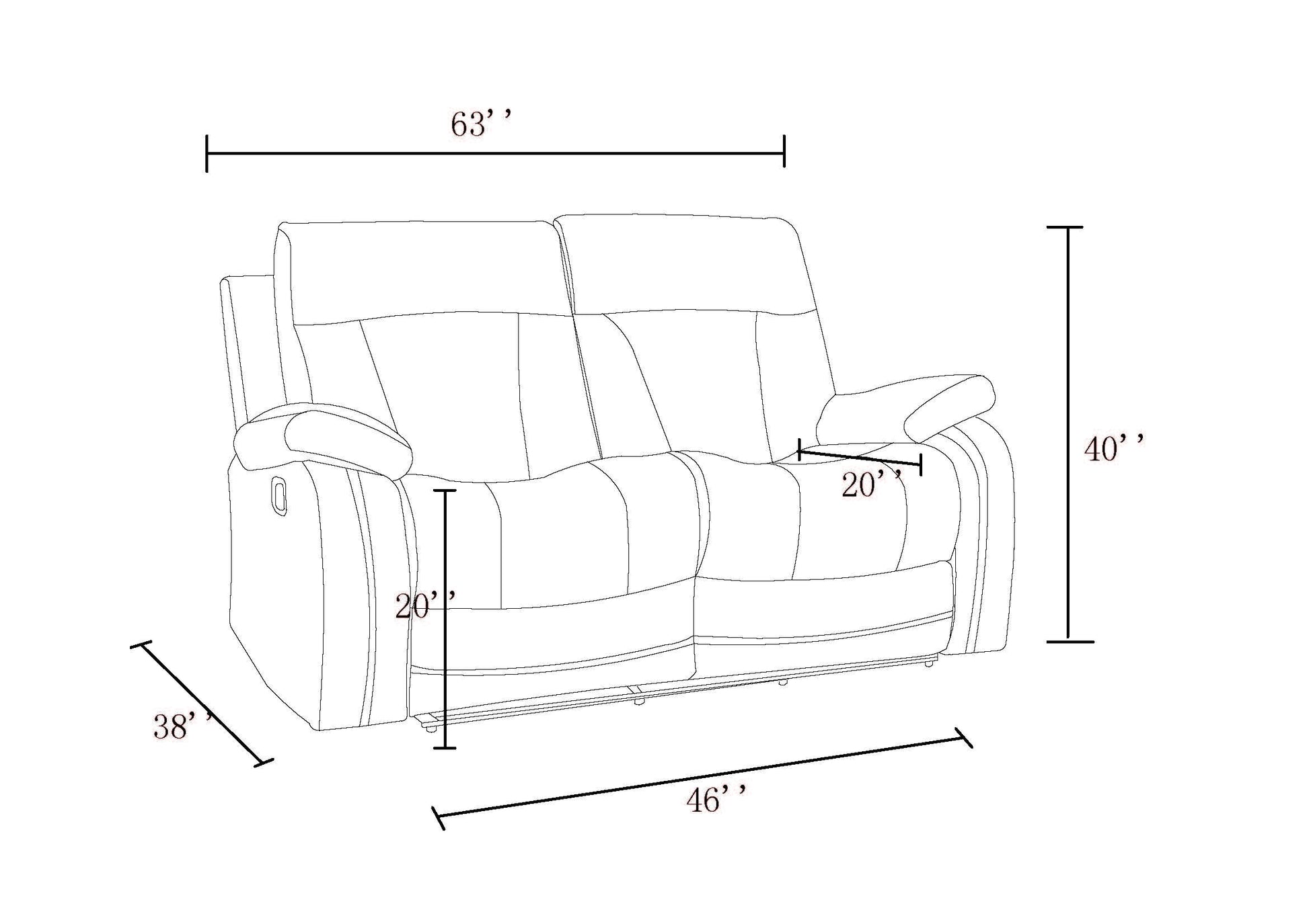 Reclining Transitional Microfiber Fabric Loveseat Brown Foam Fabric