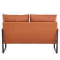 Modern Two Seater Sofa Chair With 2 Pillows Pu Leather, High Density Foam, Black Coated Metal Frame.Brown Sf D008 Brown Foam Pu 2 Seat