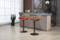 Coolmore Swivel Bar Stools Set Of 2 Adjustable Counter Height Chairs With Footrest For Kitchen, Dining Room 2Pc Set Red Polyester