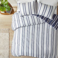 Striped Reversible Comforter Set King Navy Polyester