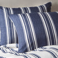 Striped Reversible Comforter Set King Navy Polyester