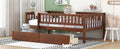 Twin Size Daybed Wood Bed With Two Drawers, Walnut Twin Walnut Solid Wood