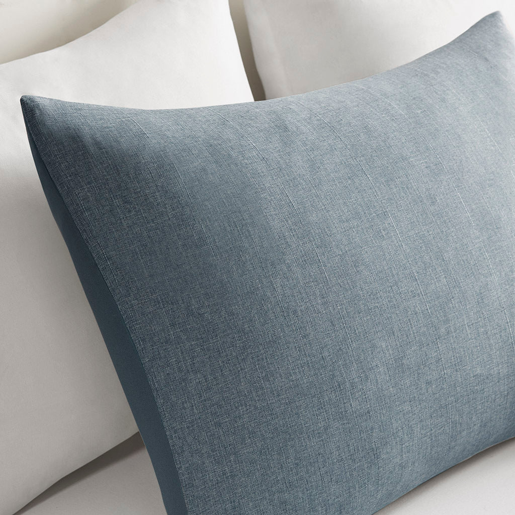 Embroidered Comforter Set Full Blue Polyester