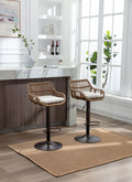Coolmore Swivel Bar Stools Set Of 2 Adjustable Counter Height Chairs With Footrest For Kitchen, Dining Room 2Pc Set Beige Polyester