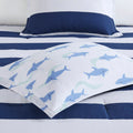 Cotton Cabana Stripe Reversible Comforter Set With Shark Reverse Full Navy Cotton