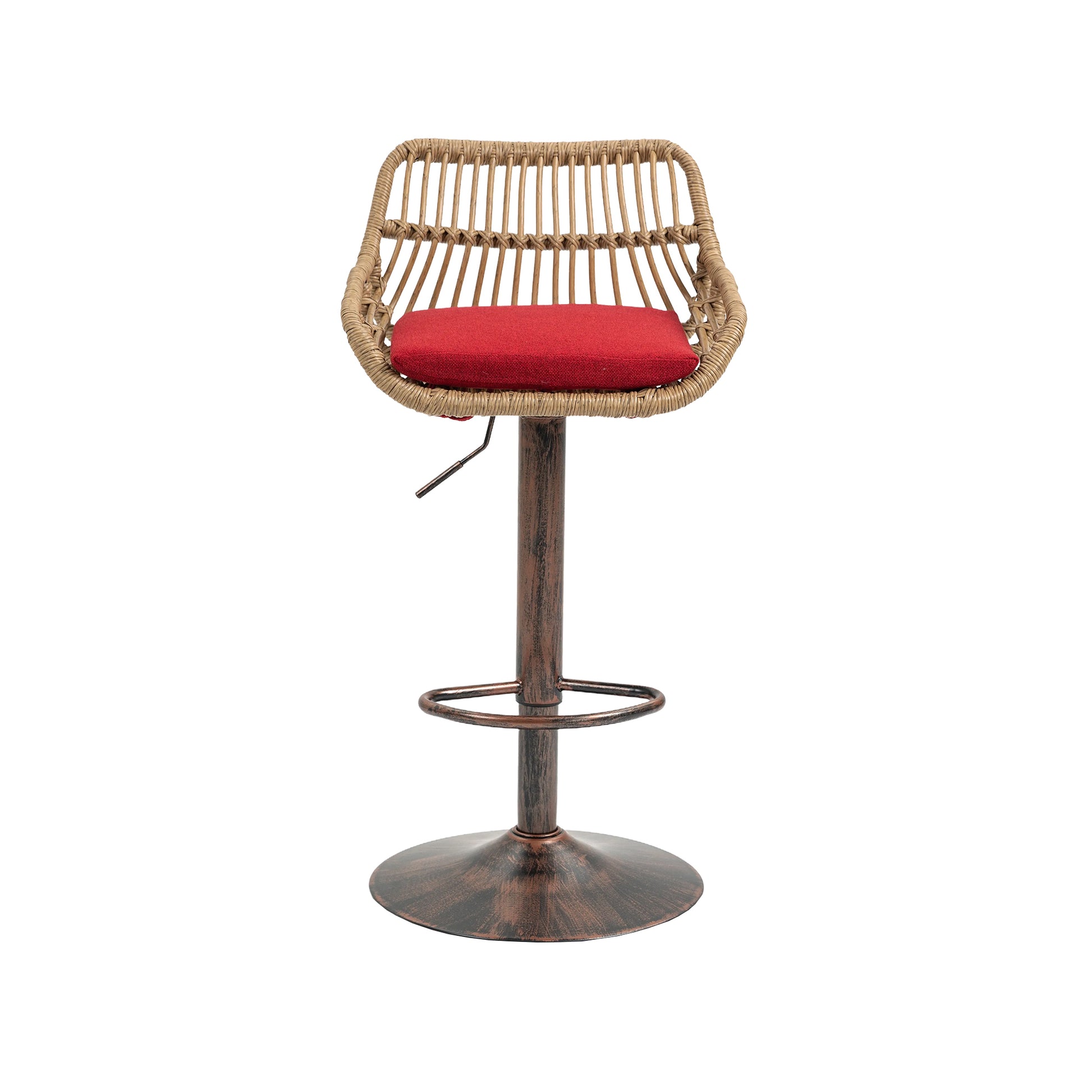 Coolmore Swivel Bar Stools Set Of 2 Adjustable Counter Height Chairs With Footrest For Kitchen, Dining Room 2Pc Set Red Polyester