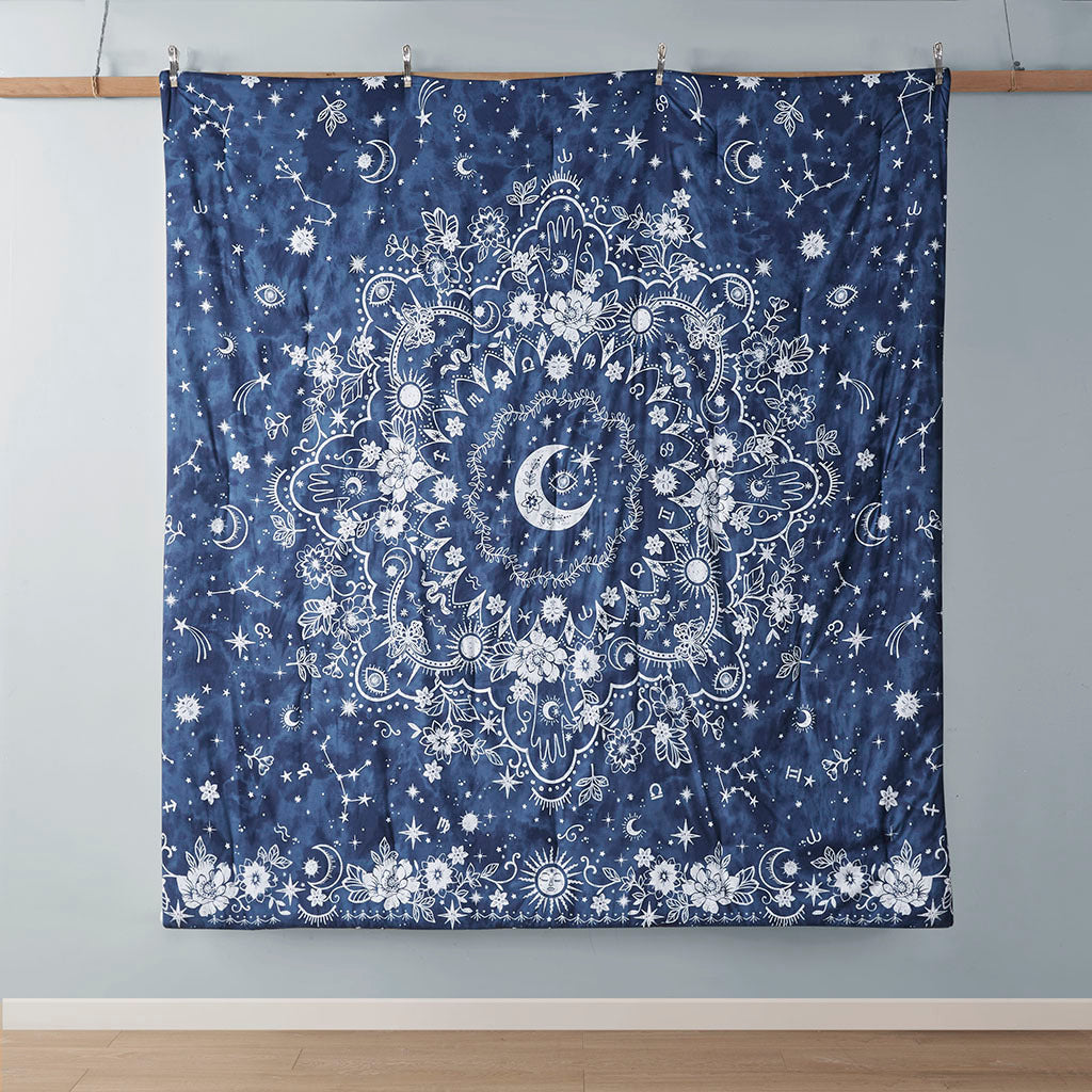 Celestial Comforter Set Twin Navy Polyester