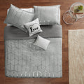 Metallic Printed Duvet Cover Set King Grey Silver Polyester