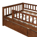 Twin Size Daybed Wood Bed With Two Drawers, Walnut Twin Walnut Solid Wood