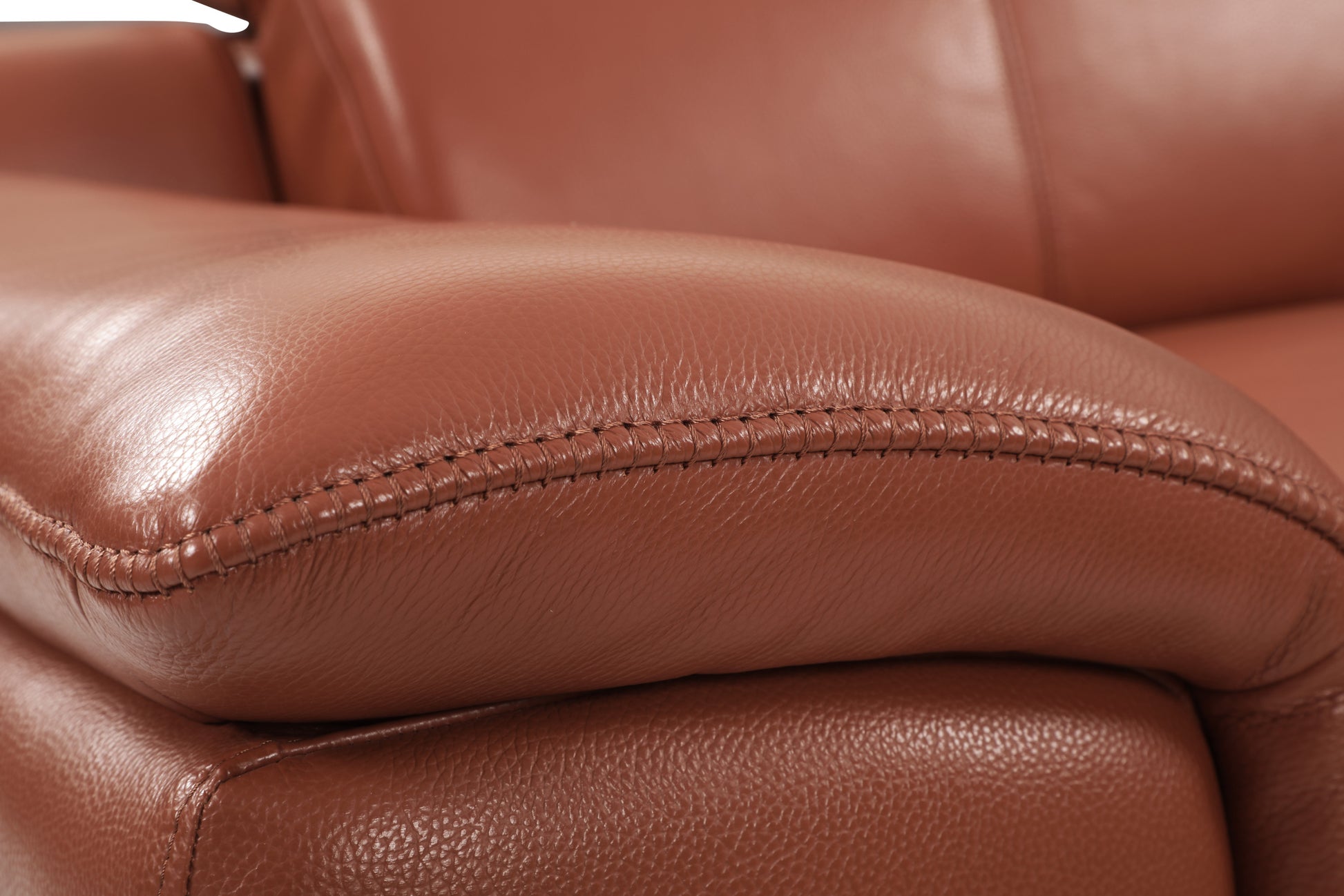 Genuine Italian Leather Power Reclining Sofa Camel Foam Leather