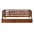 Twin Size Daybed Wood Bed With Two Drawers, Walnut Twin Walnut Solid Wood