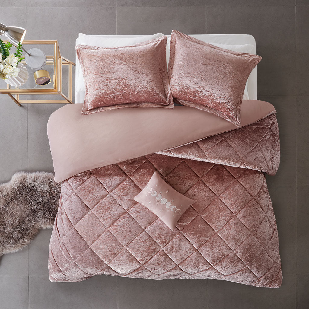 Velvet Duvet Cover Set Full Blush Polyester