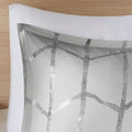 Metallic Printed Duvet Cover Set Grey Silver Polyester